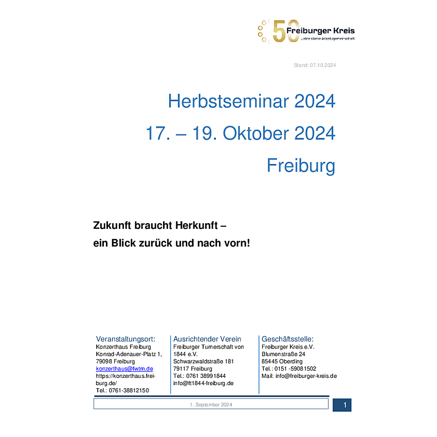 Programm Herbstseminar